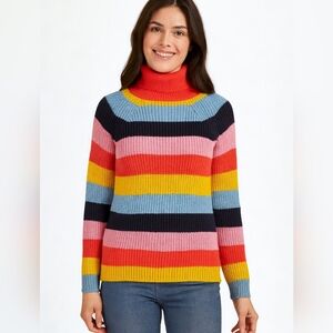 Woven Heart Multicolor Knit Sweater Size M – Soft Chunky Cozycore Retro Pullover